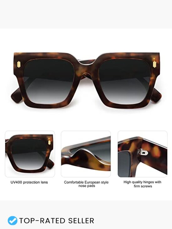 Vintage Oversized Square Sunglasses Retro UV Protection for Women main image 7